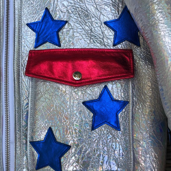 Filles A Papa Shearling Star Bomber Jacket M NWT - Picture 7 of 13